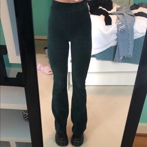 Dark Green Velvety Corduroy Pants